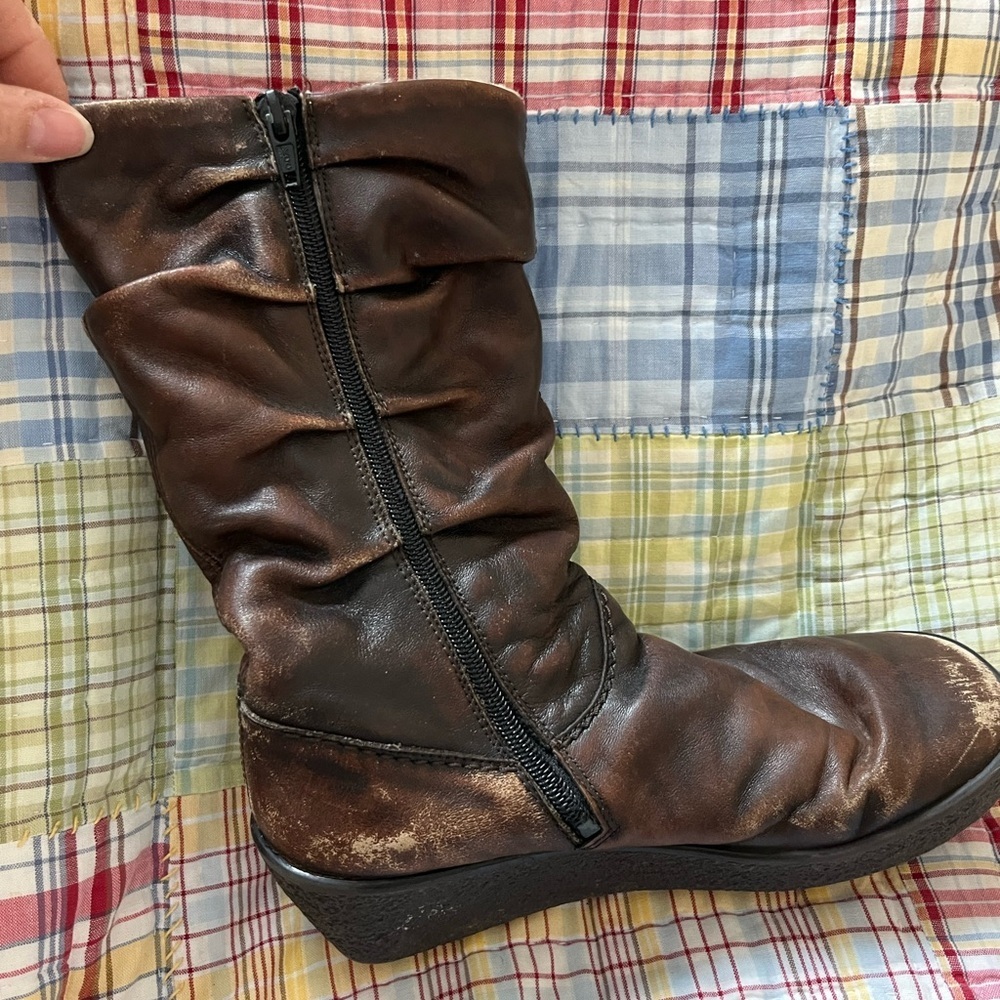 Rieker Real Shearling Side Zip Winter Wedge Boots - Picture 3 of 7